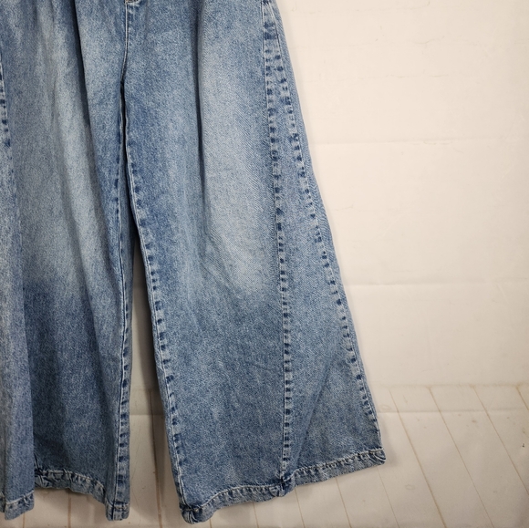 Free People Boho Equinox Denim Trouser Open Sky High Rise Super Wide Leg 27 - Picture 10 of 16